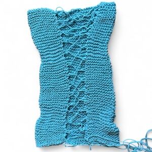 Blue Handmade knit corset